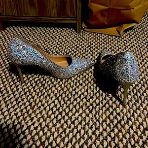 Silver sparkly heels
